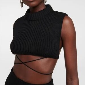 NWOT Jean Paul Gautlier Tie-Trimmed Wool Ribbed Knit Crop Top